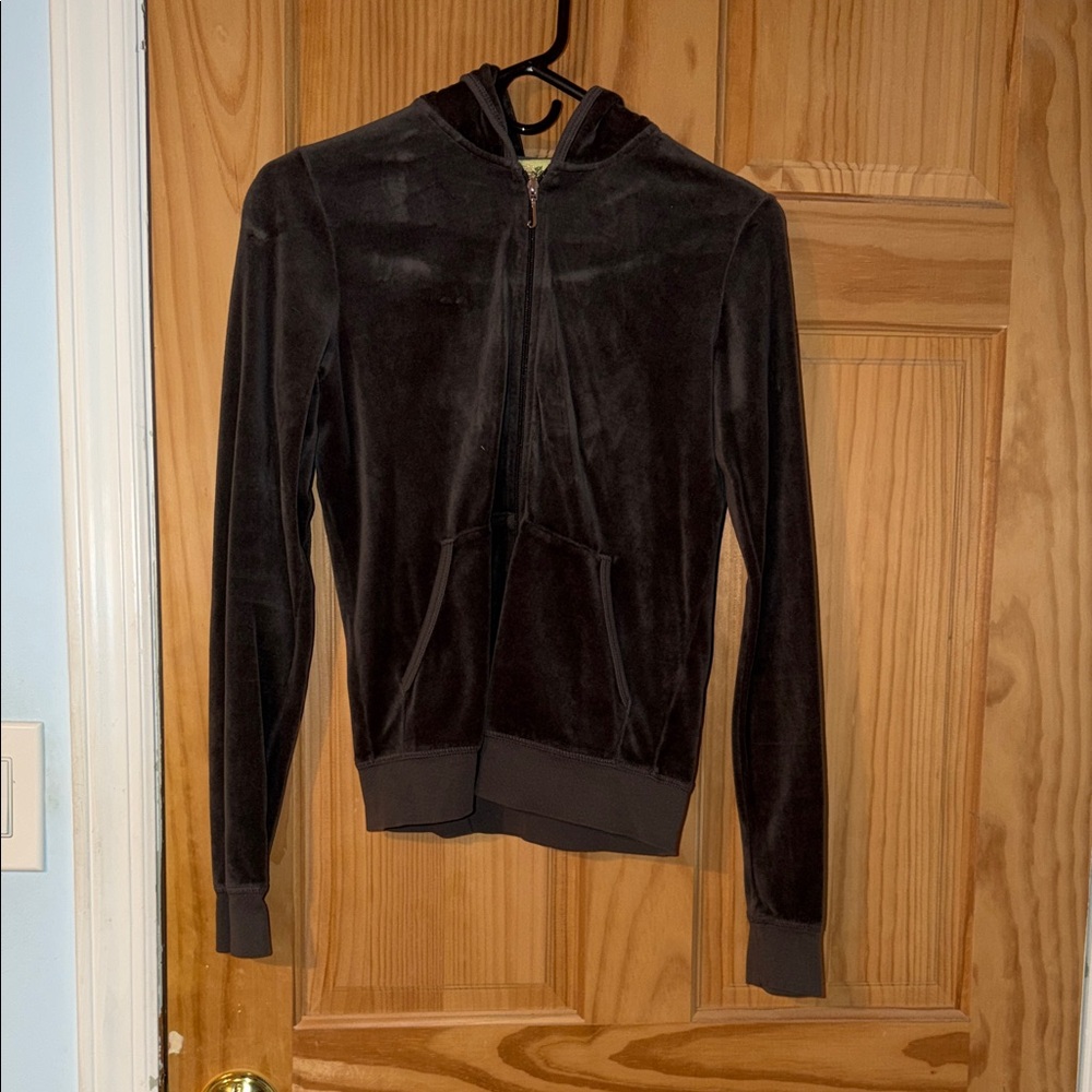 Vintage Juicy Couture Velour Zip-Up Hoodie with Rhinestones and Glitter ✨